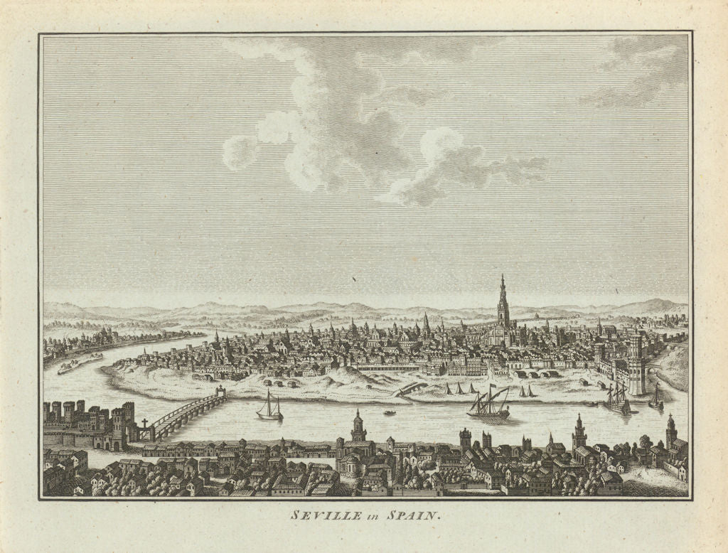 View of Seville in Spain 1787 old antique vintage print picture